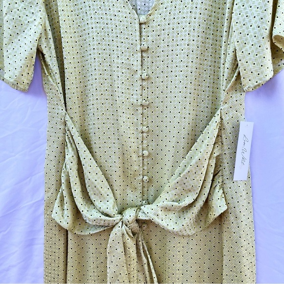 ANTHROPOLOGIE X LOVE, WHIT CITRON DOT  TIE WAIST MIDI DRESS - Picture 12 of 13